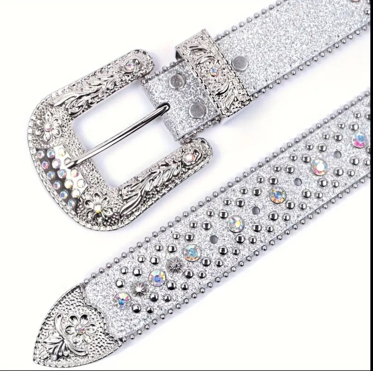 Vintage Y2K Metallic Belt - Fits 28-38